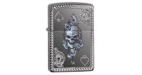 Зажигалка ZIPPO Armor® с покрытием Black Ice®, латунь/сталь, чёрная, глянцевая, 36x12x56 мм