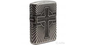Зажигалка ZIPPO Armor® с покрытием Antique Silver, латунь/сталь, серебристая, матовая, 36x12x56 мм