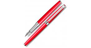 Ручка перьевая Carandache Leman Slim (4791.760) Scarlet red RH F золото 18K с родиевым покрытием под