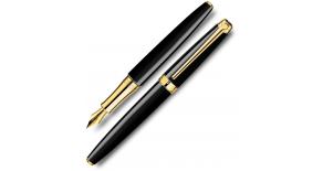 Ручка перьевая Carandache Leman Ebony black lacquered GP (4799.272) (F) латунь лак отделка позолота