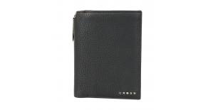 Бумажник для документов Cross Nueva Management Black, с ручкой Cross, кожа наппа, фактурная, черный