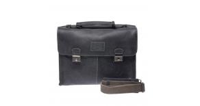 Портфель KLONDIKE Native, натуральная кожа в черном цвете, 40 х 11 х 31 см KD1131-01